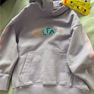 Off-White Kids Lavender Graphic Hoodie with Sun & Flower Icons